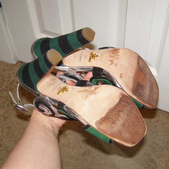 RARE size 40 PRADA Silver and Green shoes - Picture 12 of 13